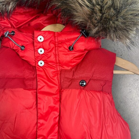G-Star Whistler Puffer Vest Red Size XS Full Zipper Fur Trim Removable Hood Coat - Picture 6 of 15